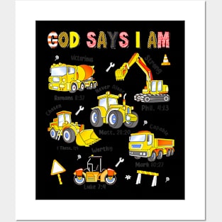 Construction Bible Verse Truck Toddler Kids Posters and Art